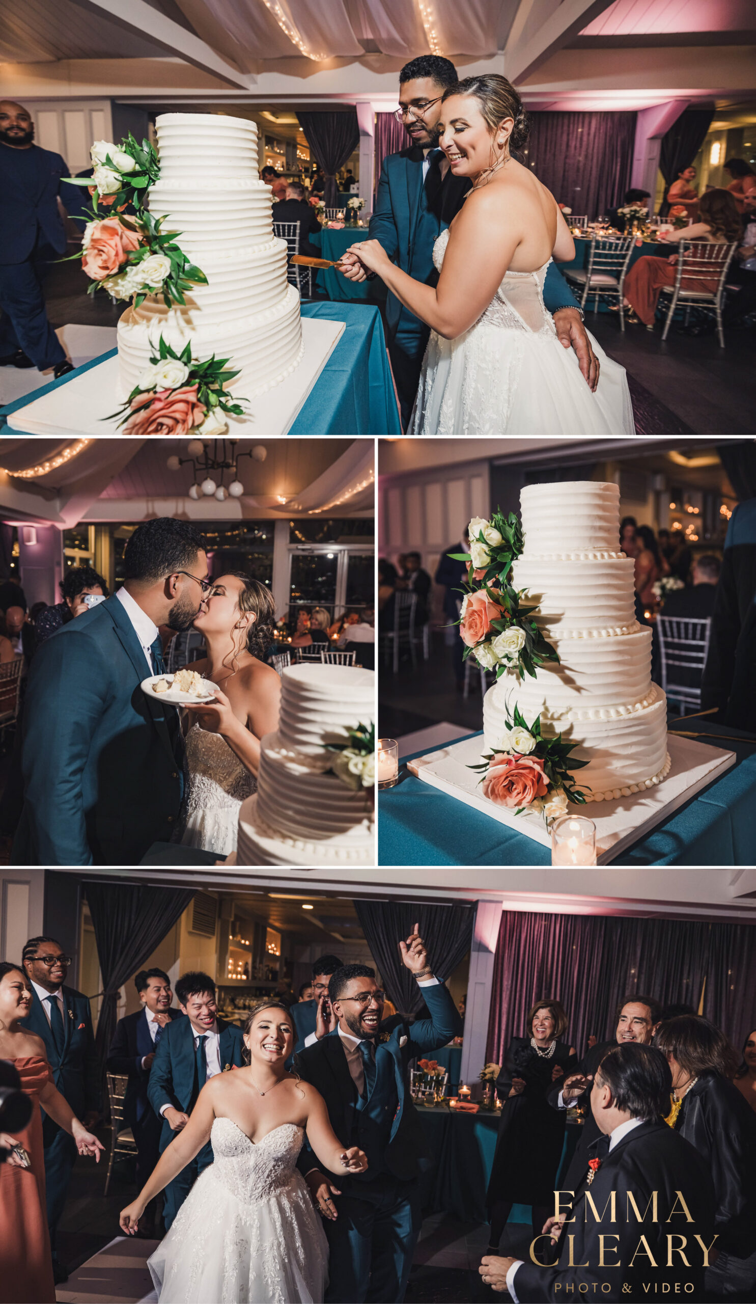 Photos of cutting a wedding cake at Liberty House