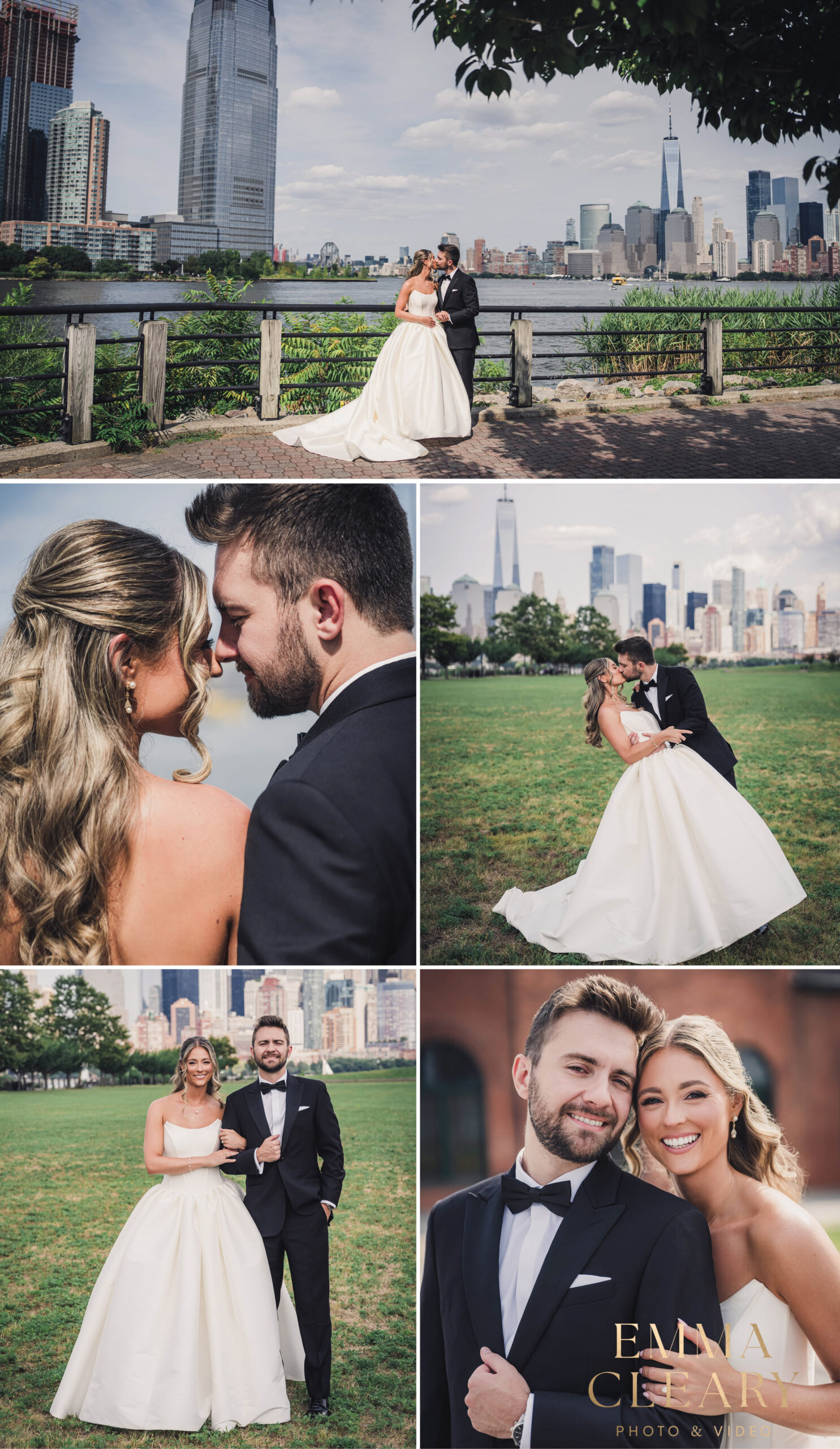 Editorial wedding photos of the bride and groom in Jersey City
