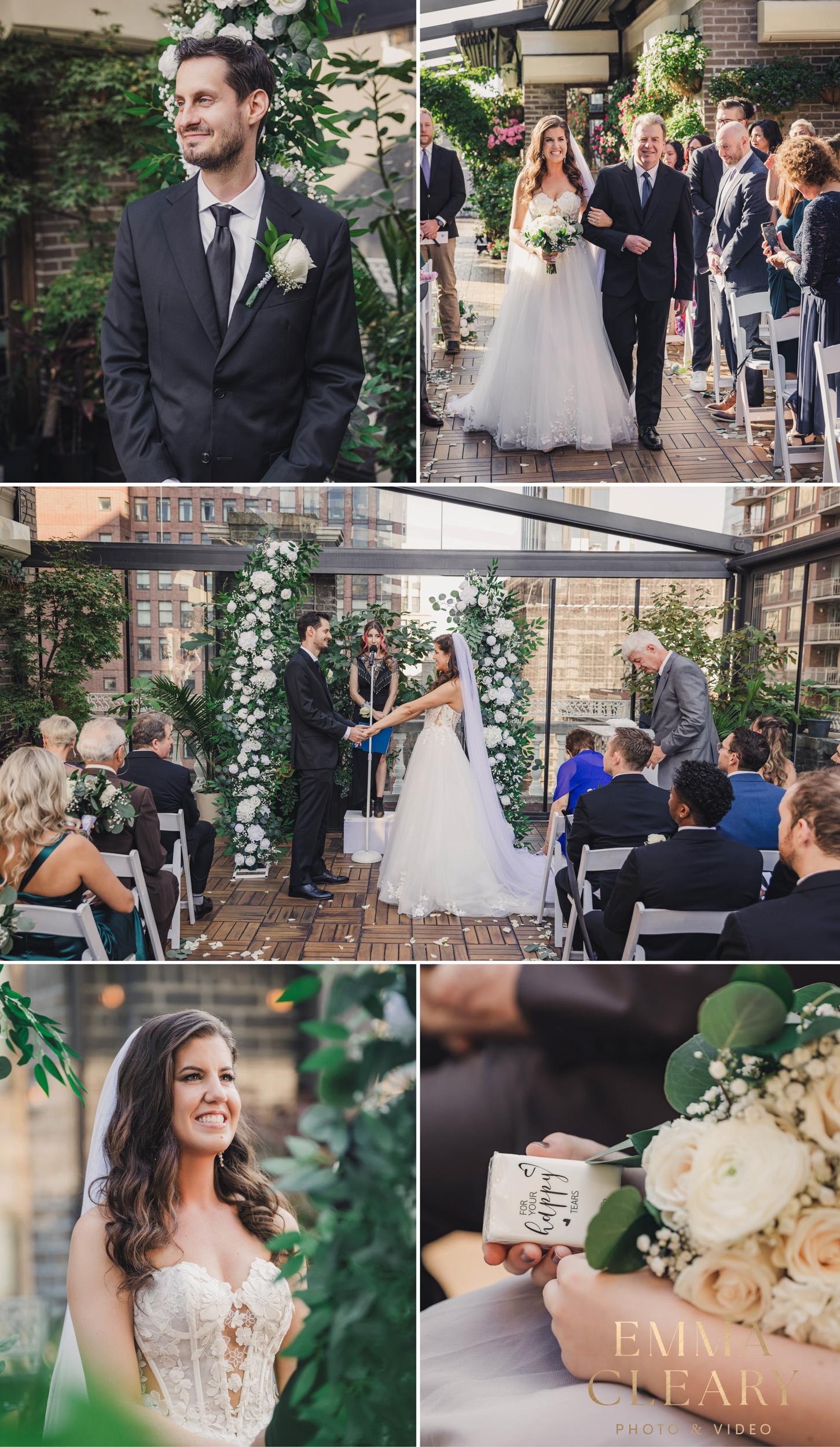 Photojournalistic photos of the wedding ceremony at Midtown Loft and Terrace