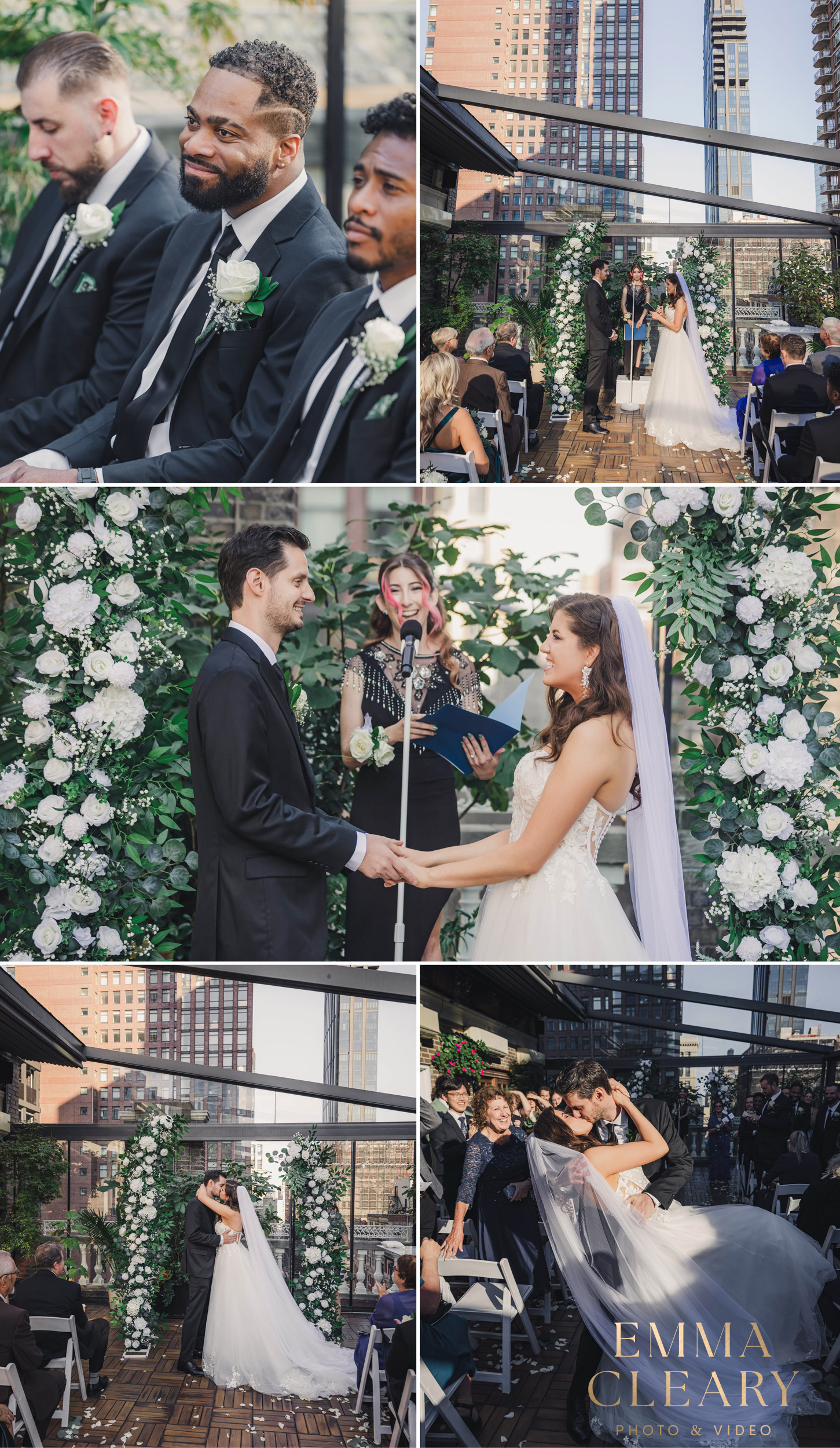 Photojournalistic photos of the wedding ceremony at Midtown Loft and Terrace