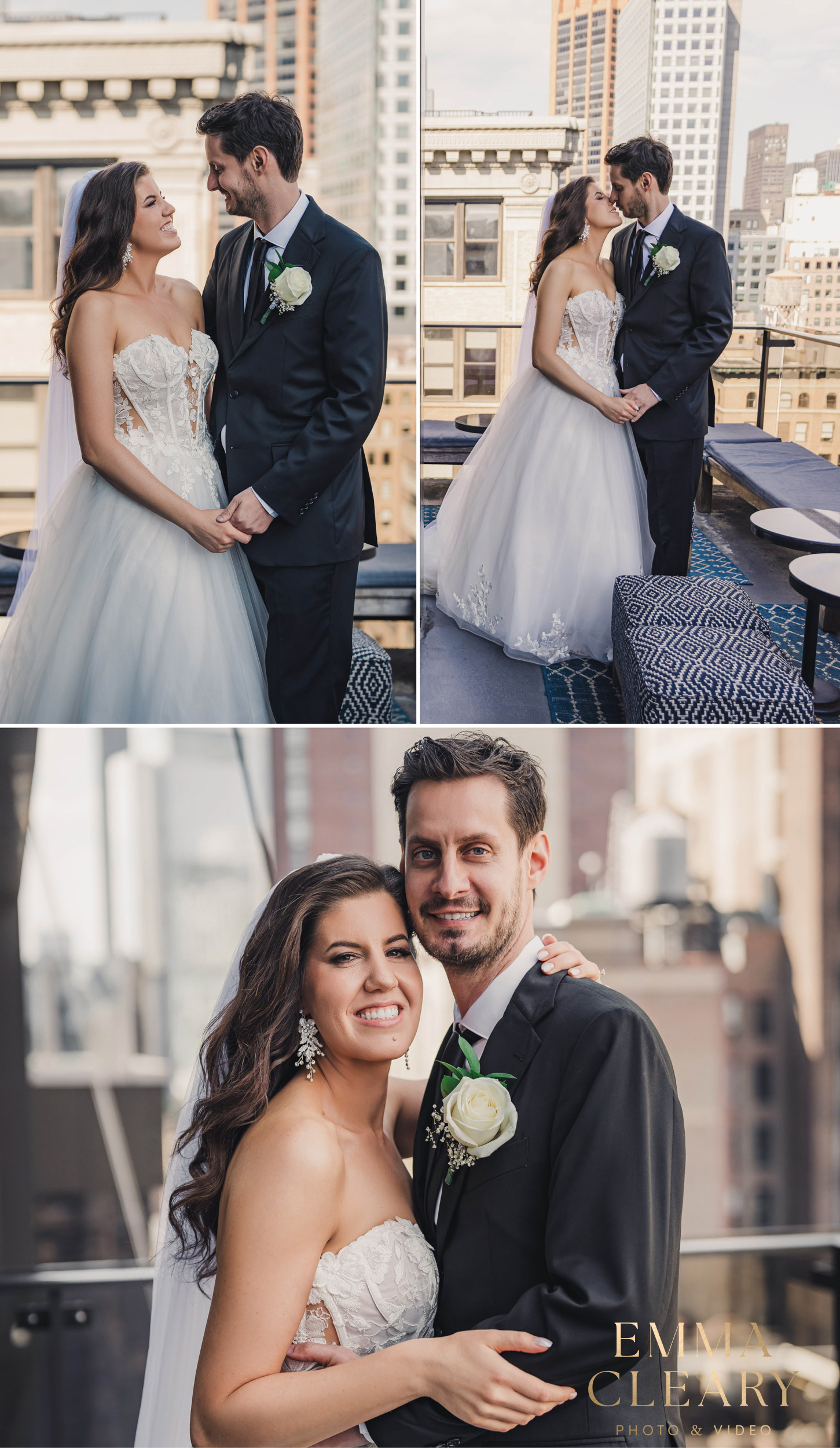 Editorial wedding photos of the bride and groom in NYC