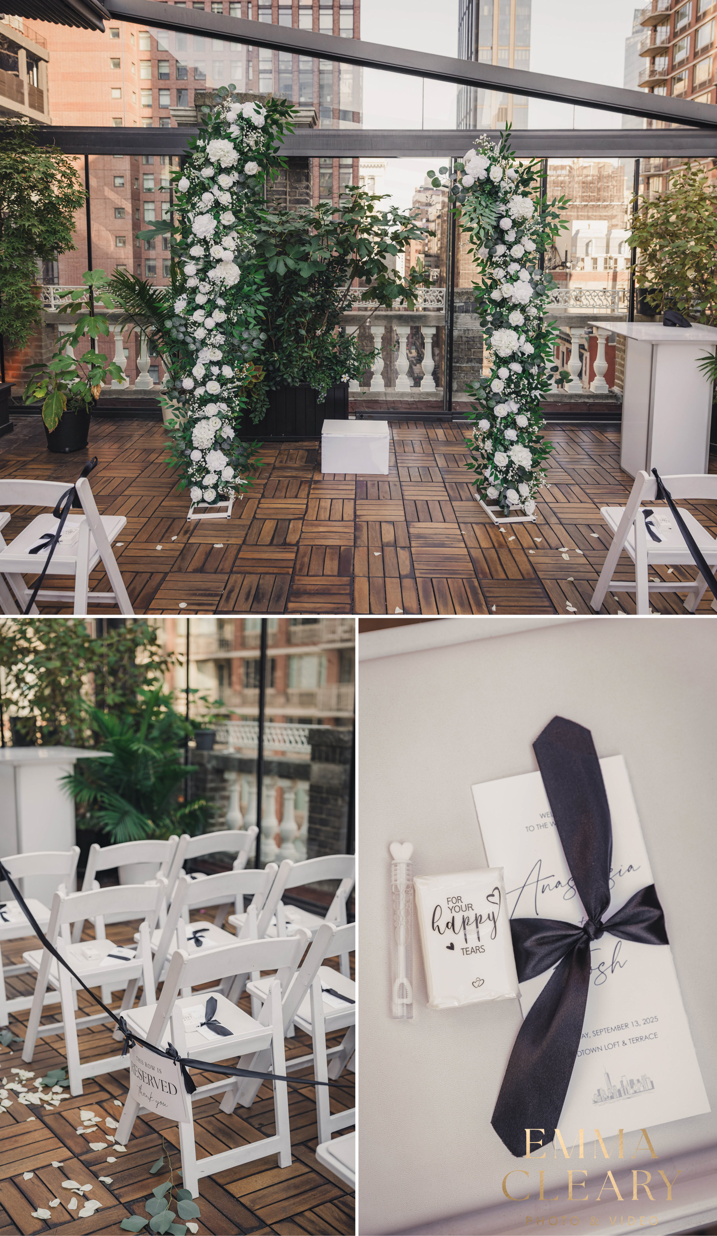 Photos of the wedding ceremony at Midtown Loft and Terrace