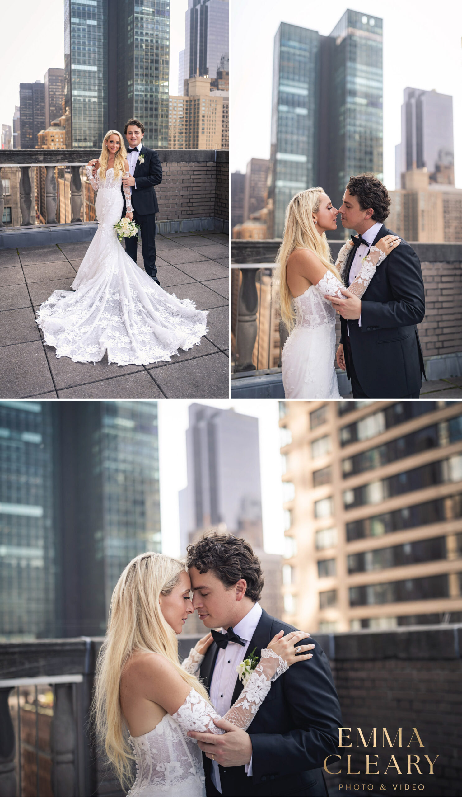 Editorial wedding photos of the bride and groom in NYC
