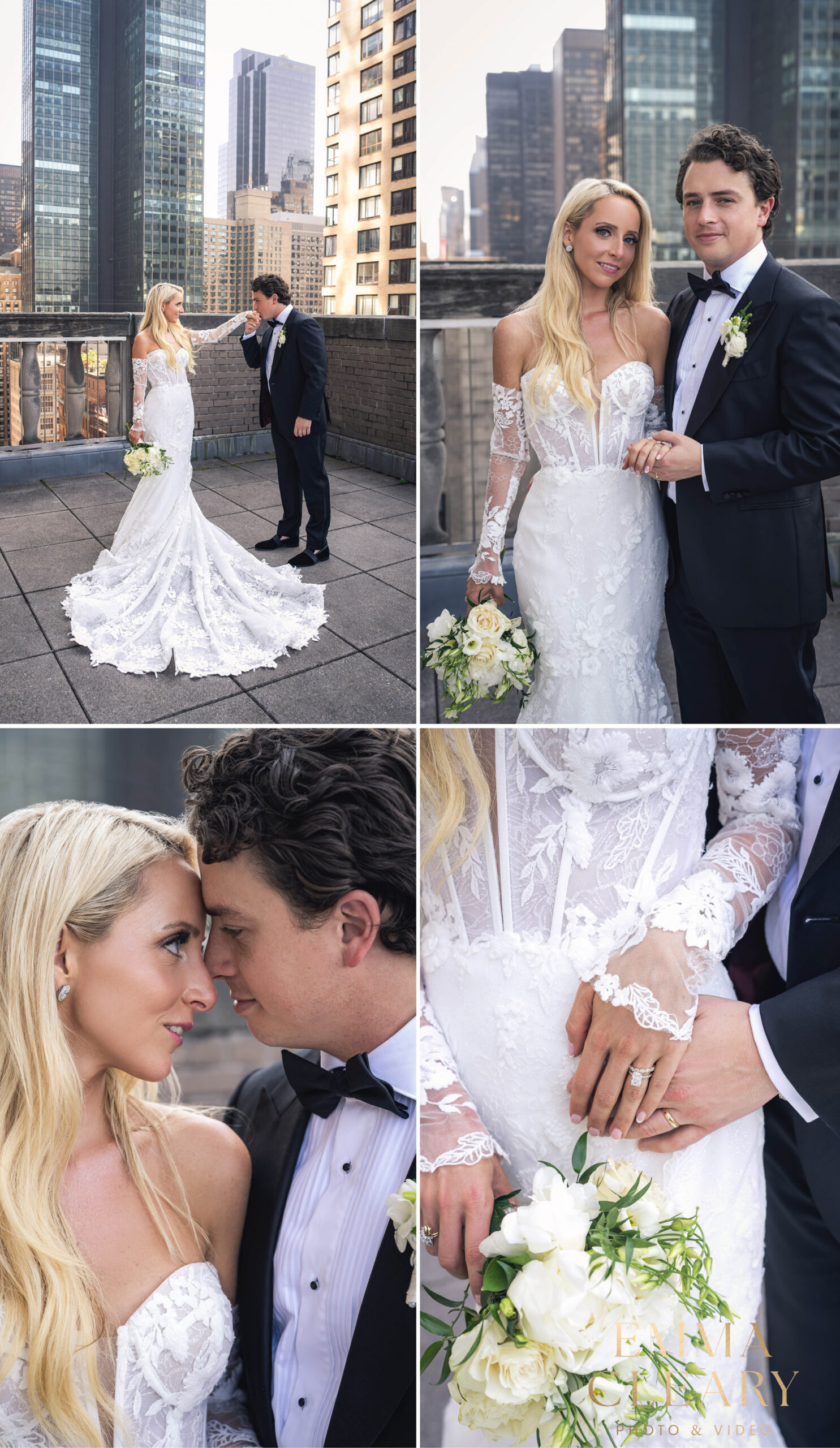 Editorial wedding photos of the bride and groom in NYC