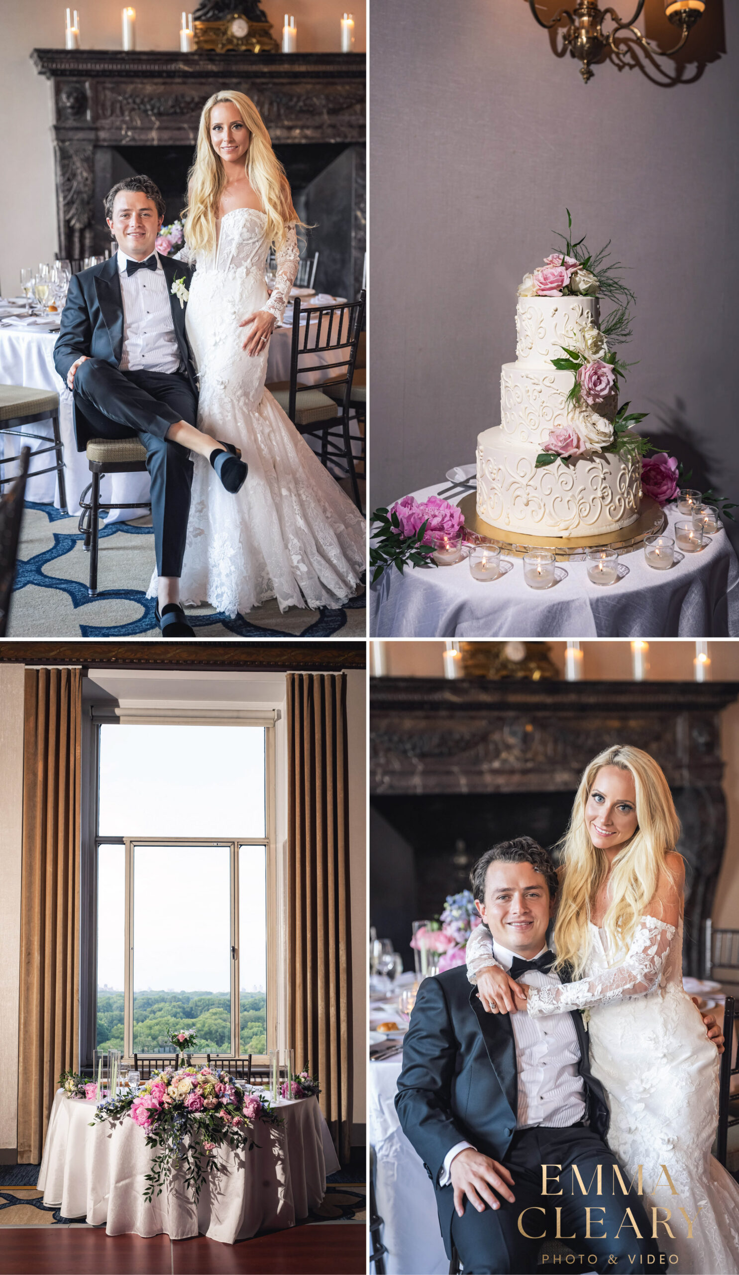Editorial wedding photos of the bride and groom at New York Athletic Club