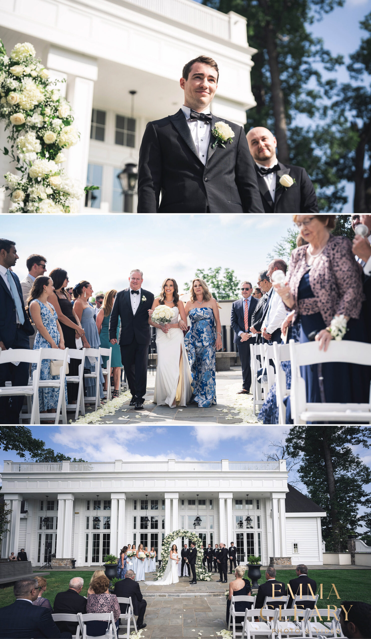 Photojournalistic photos of the wedding ceremony at Ryland Inn