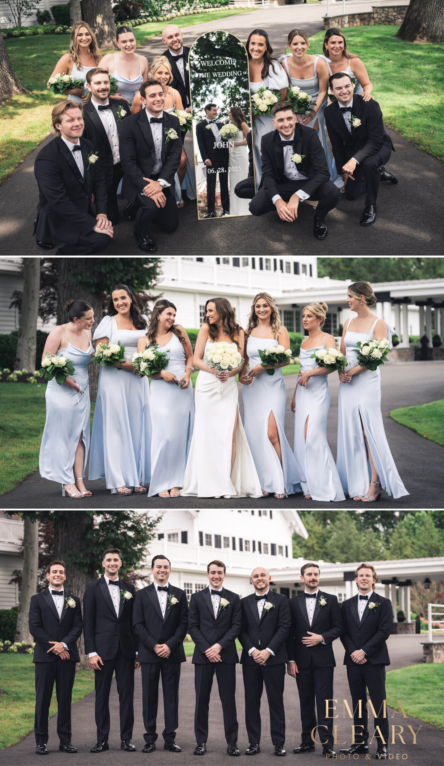 Group wedding photos at Ryland Inn