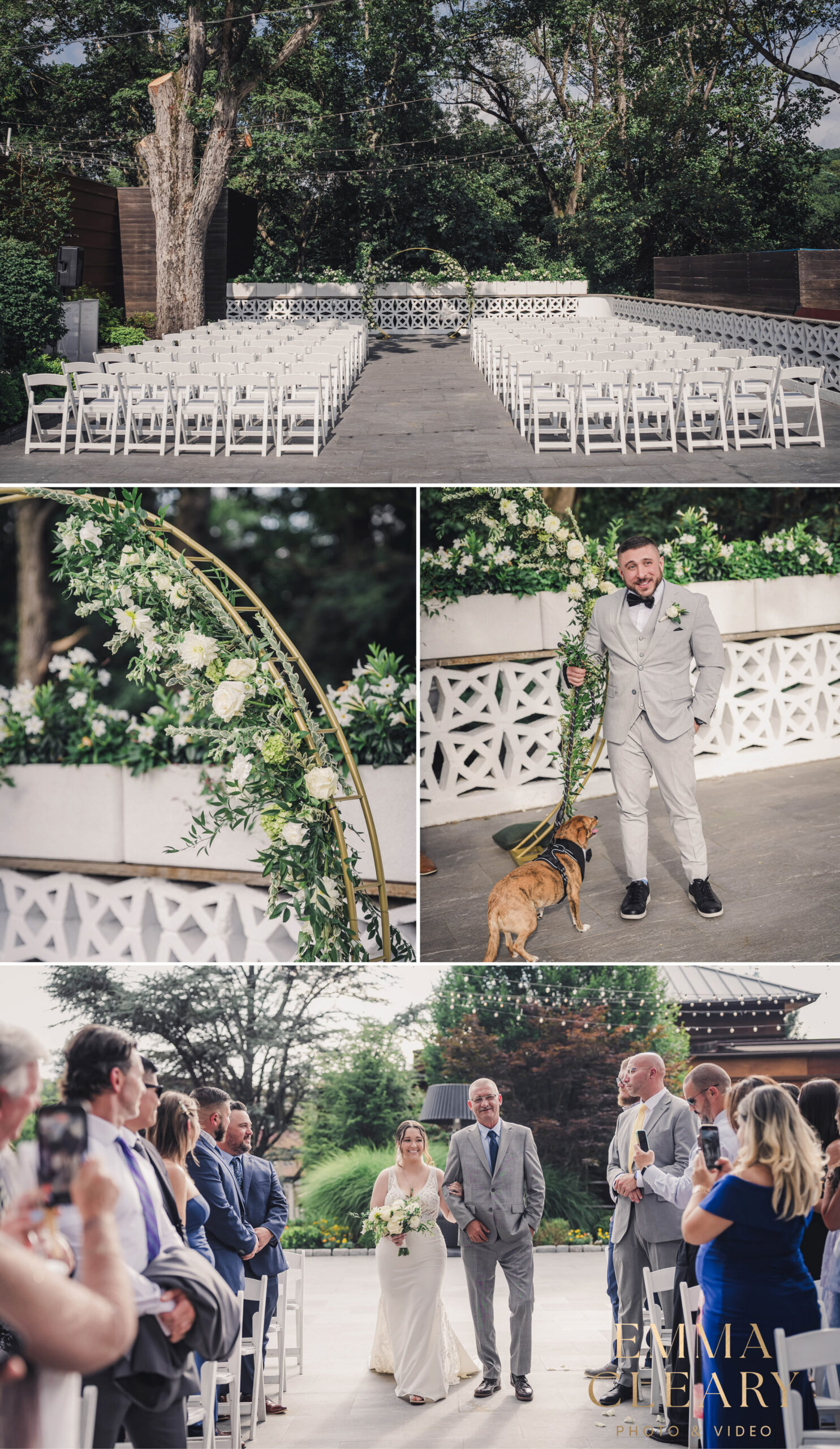 Photojournalistic photos of the wedding ceremony at Stone House at Stirling Ridge