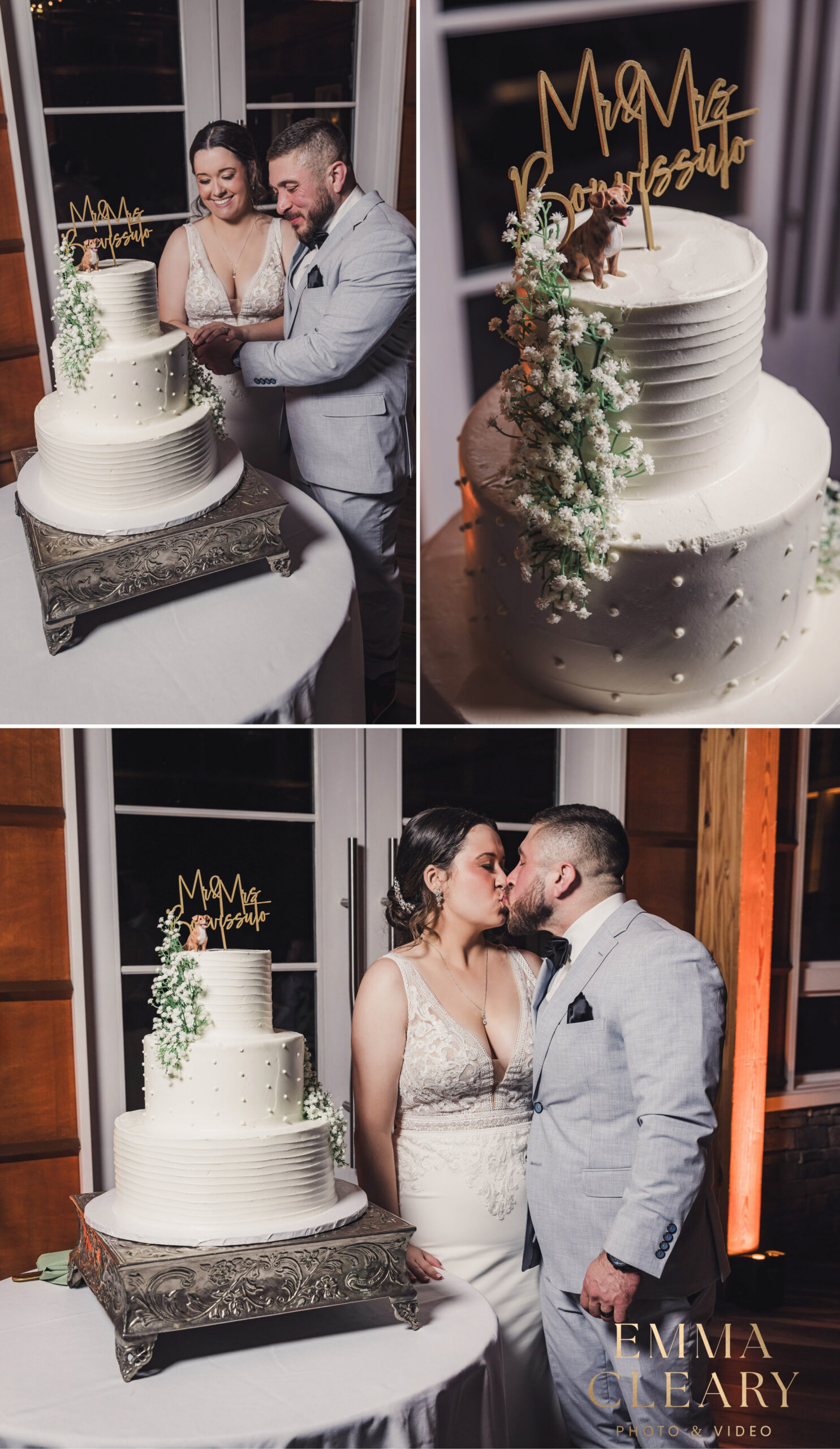 Photos of cutting a wedding cake at Stone House at Stirling Ridge