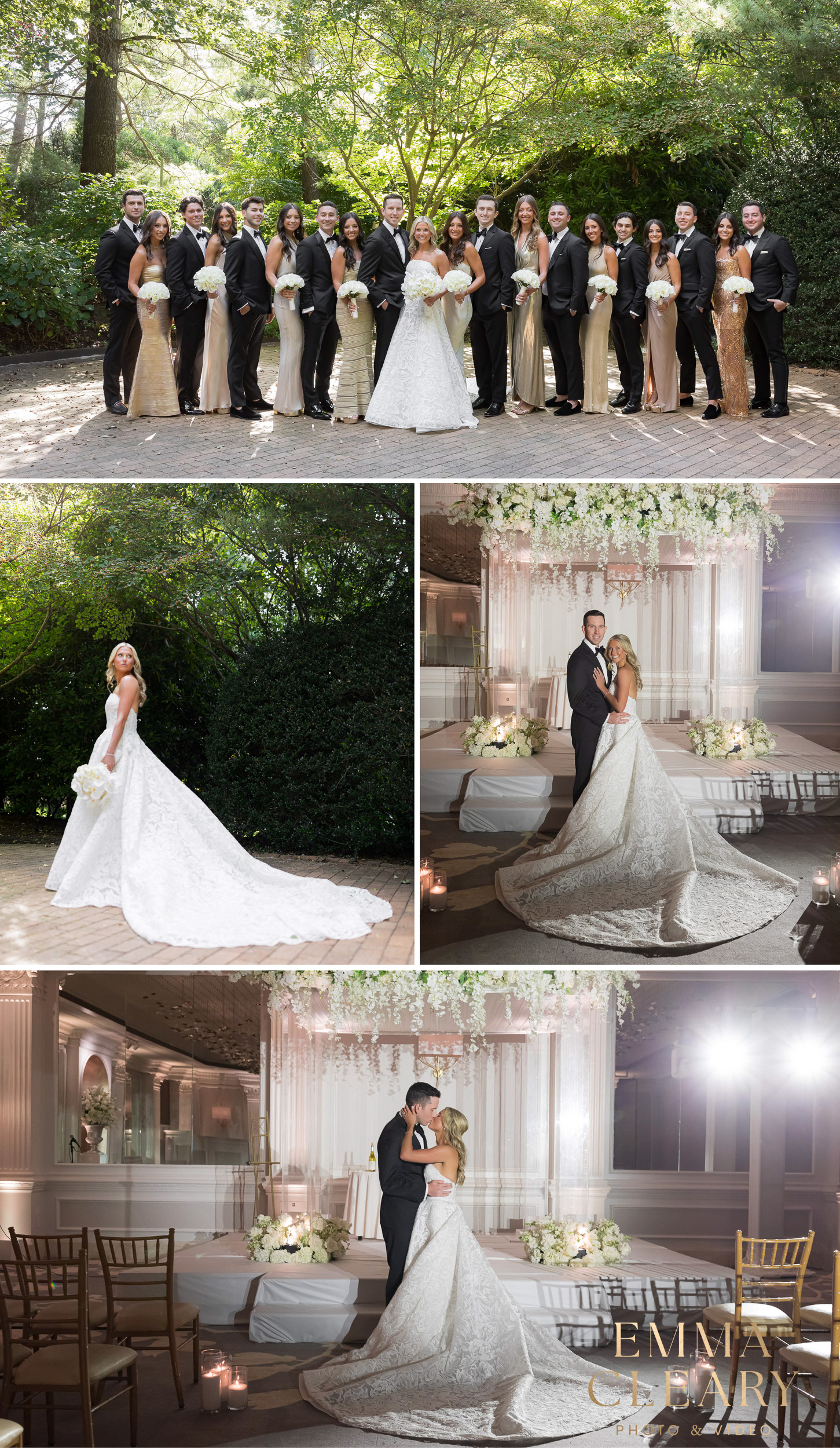 Photos of the bride and groom with friends at The Garden City Hotel