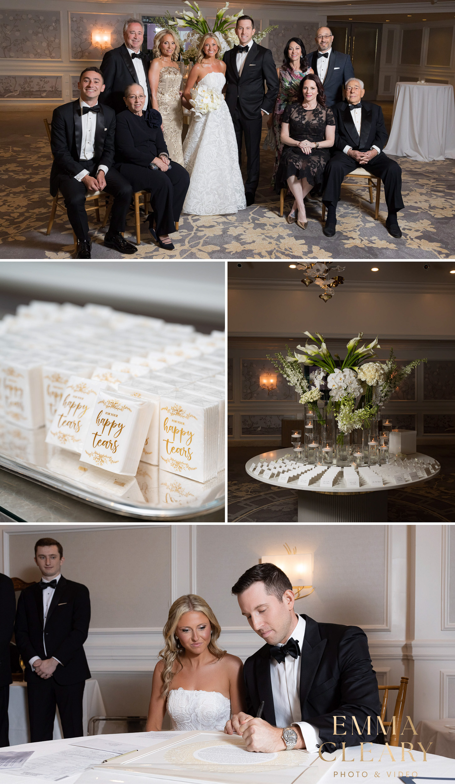 Family photos of the bride and groom at The Garden City Hotel