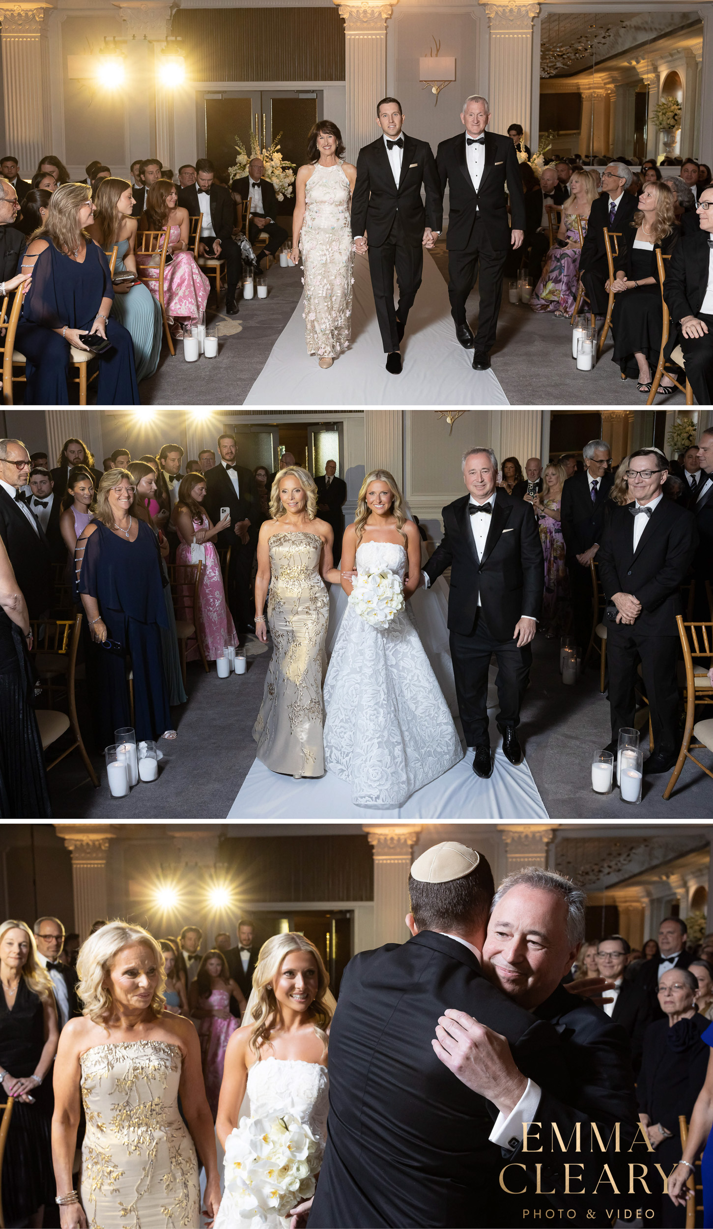 Photojournalistic photos of the wedding ceremony at The Garden City Hotel