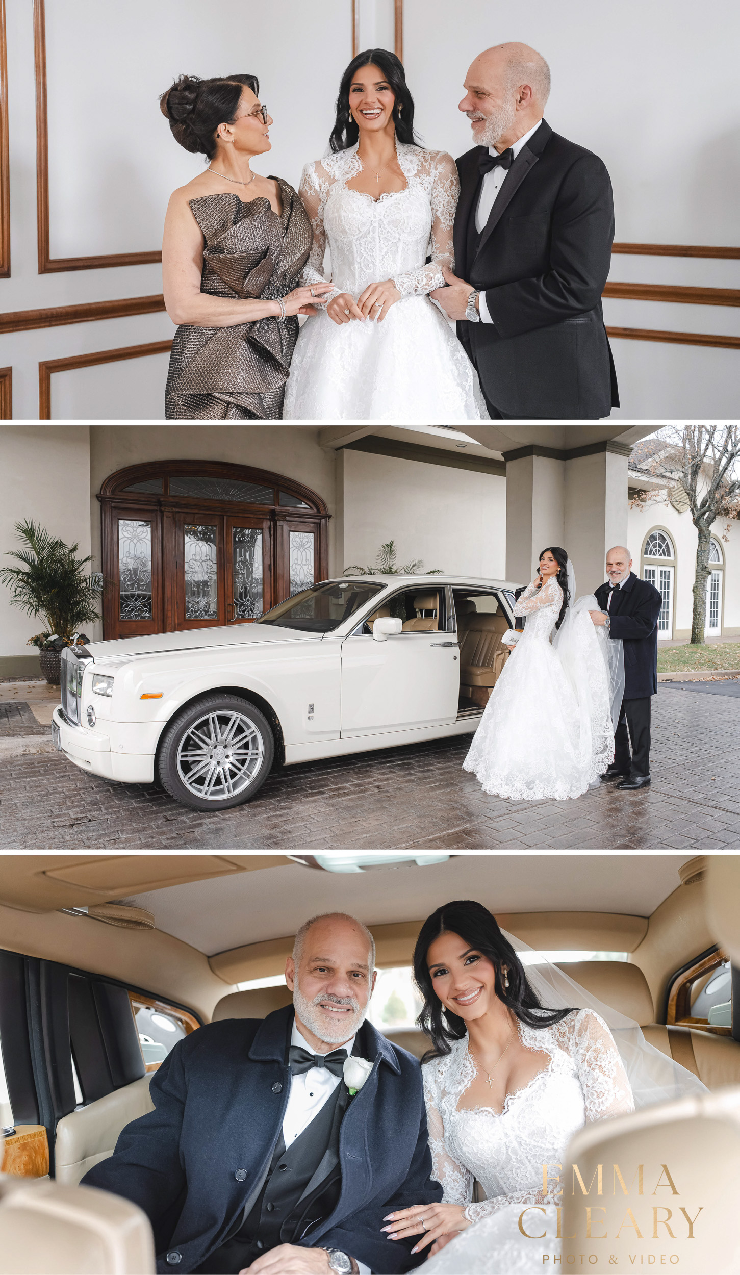 Photos of the bride with her parents in NY